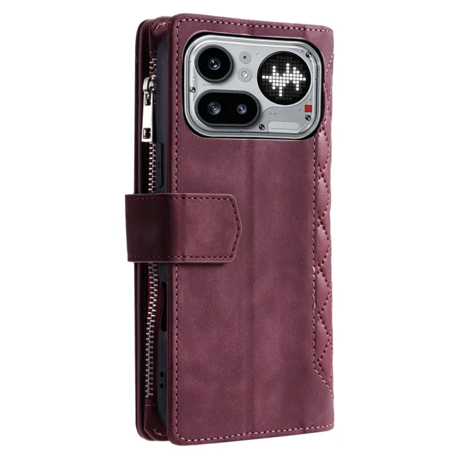 Housse Nothing Phone (4a) Pro Matelassée Losanges Portefeuille Zippée