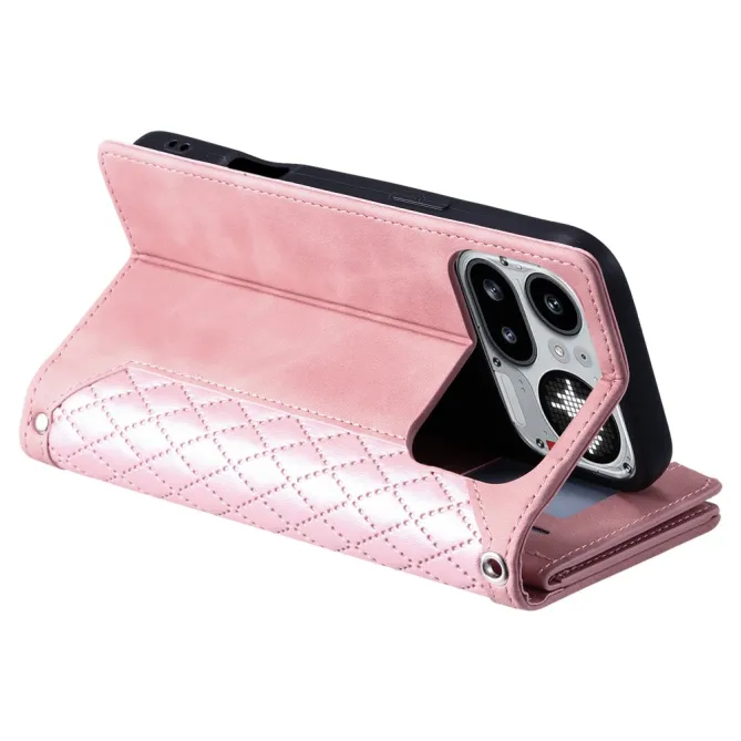 Housse Nothing Phone (4a) Pro Matelassée Losanges Portefeuille Zippée