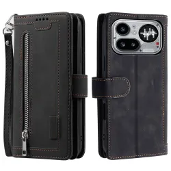 Housse Nothing Phone (4a) Pro Portefeuille 9 Cartes Zippée avec Lanière