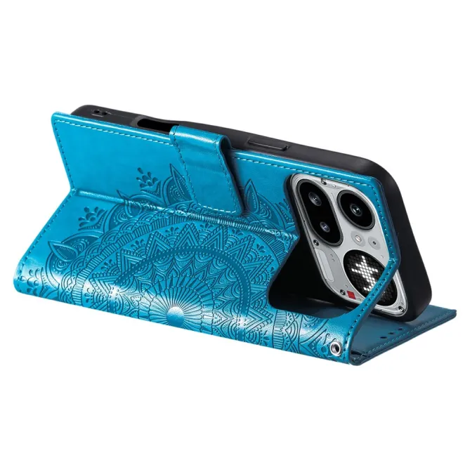 Housse Nothing Phone (4a) Pro Mandala Simili Cuir avec Lanière