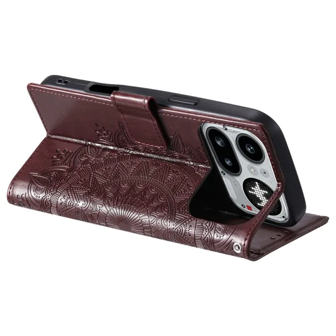 Housse Nothing Phone (4a) Pro Mandala Simili Cuir avec Lanière