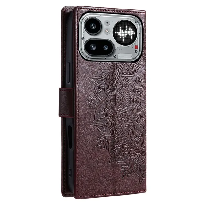 Housse Nothing Phone (4a) Pro Mandala Simili Cuir avec Lanière