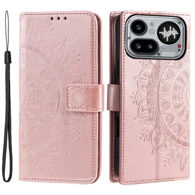 Housse Nothing Phone (4a) Pro Mandala Simili Cuir avec Lanière