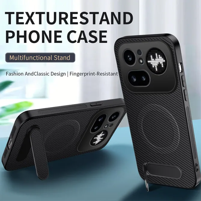 Coque Nothing Phone (4a) Pro Magnétique Fibre de Carbone Béquille Pliable avec 2 Verres Trempés