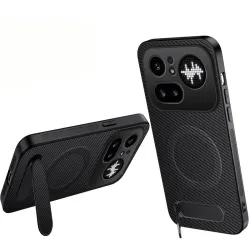 Coque Nothing Phone (4a) Pro Magnétique Fibre de Carbone Béquille Pliable