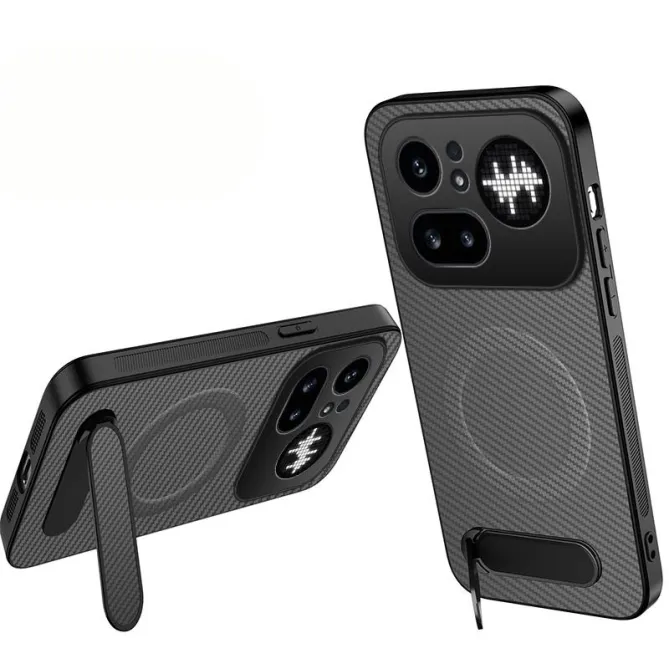 Coque Nothing Phone (4a) Pro Magnétique Fibre de Carbone Béquille Pliable