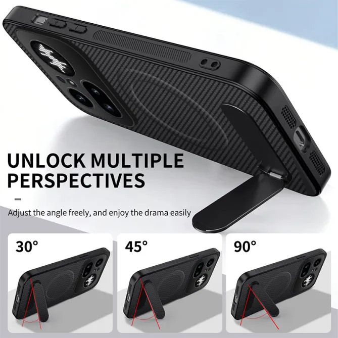 Coque Nothing Phone (4a) Pro Magnétique Fibre de Carbone Béquille Pliable