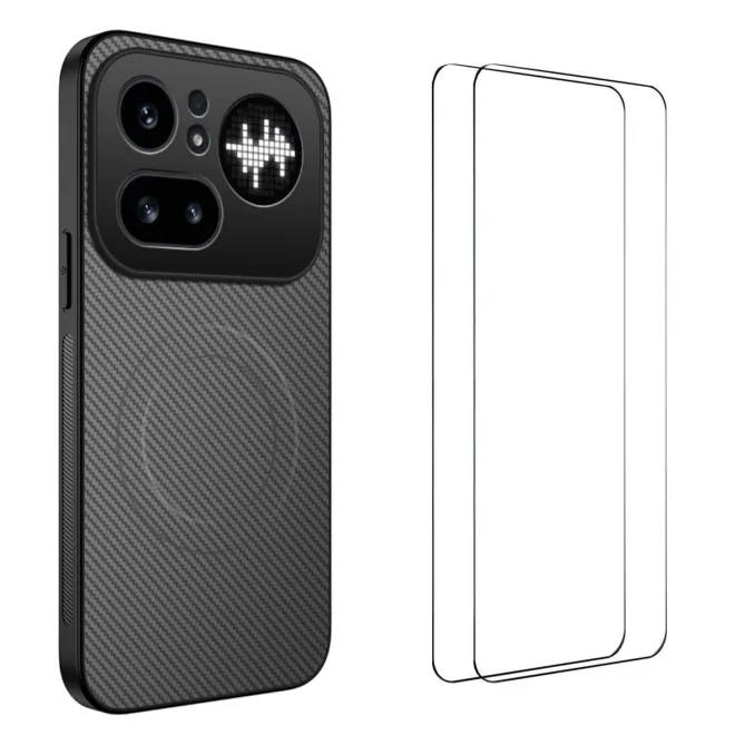 Coque Nothing Phone (4a) Pro Magnétique Fibre de Carbone avec 2 Verres Trempés