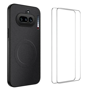 Coque Nothing Phone (4a) Magnétique Fibre de Carbone avec 2 Verres Trempés
