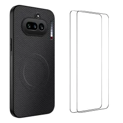 Coque Nothing Phone (4a) Magnétique Fibre de Carbone avec 2 Verres Trempés