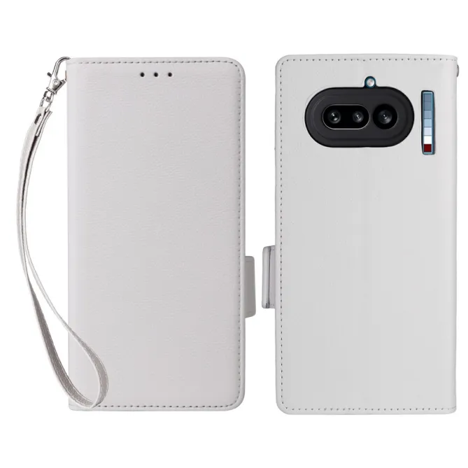 Housse Nothing Phone (4a) Simili Cuir Litchi avec Dragonne