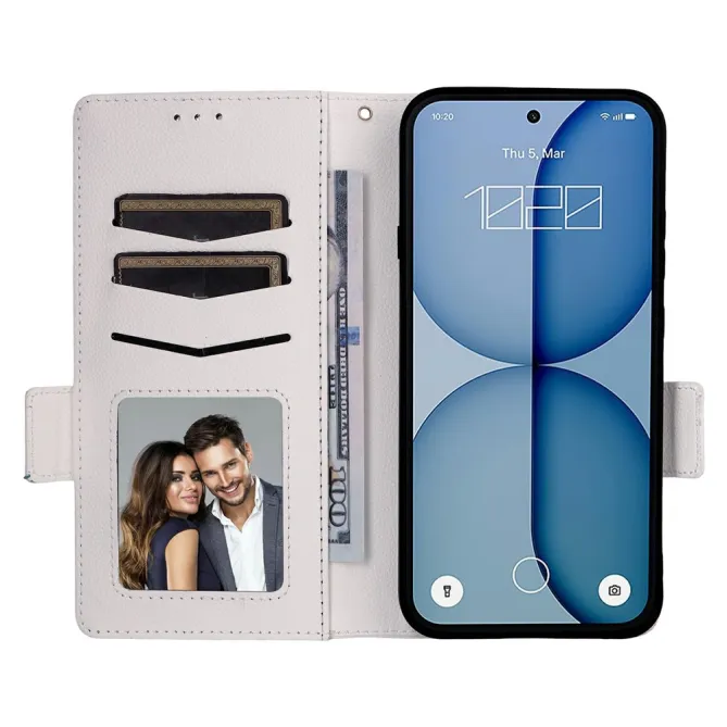 Housse Nothing Phone (4a) Simili Cuir Litchi avec Dragonne