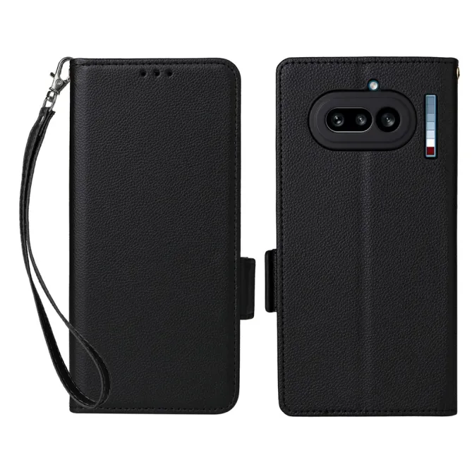 Housse Nothing Phone (4a) Simili Cuir Litchi avec Dragonne