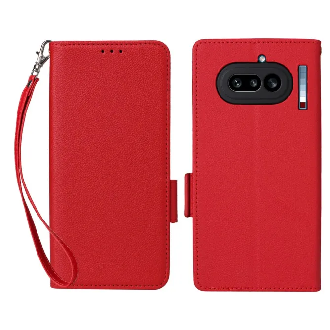 Housse Nothing Phone (4a) Simili Cuir Litchi avec Dragonne