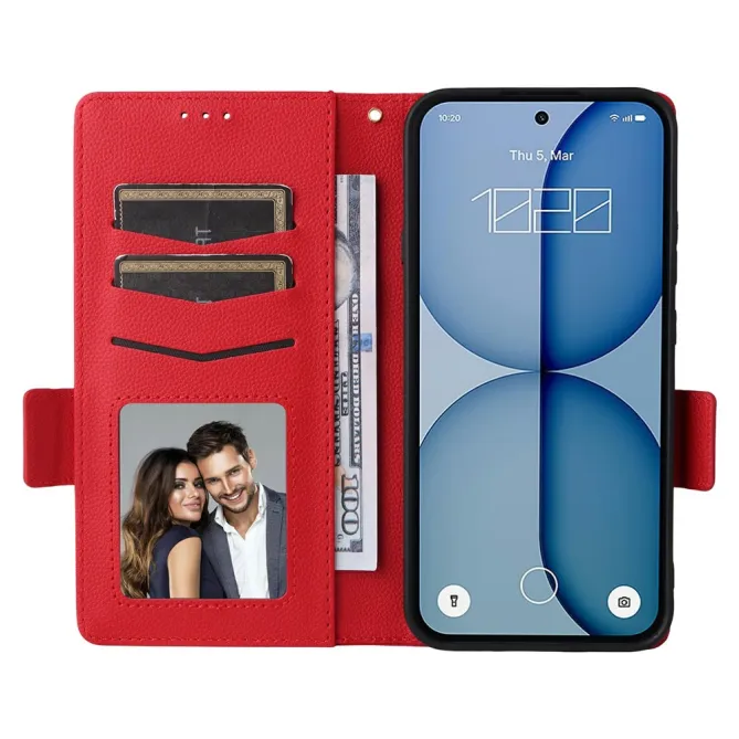 Housse Nothing Phone (4a) Simili Cuir Litchi avec Dragonne