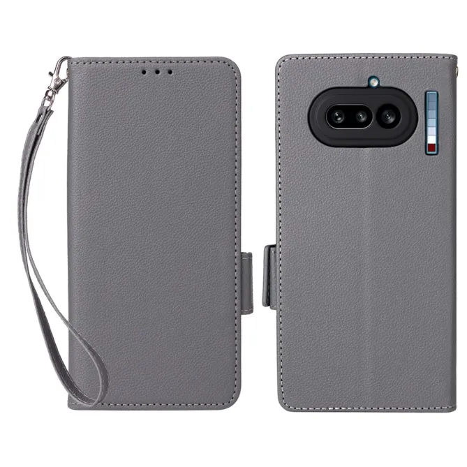 Housse Nothing Phone (4a) Simili Cuir Litchi avec Dragonne