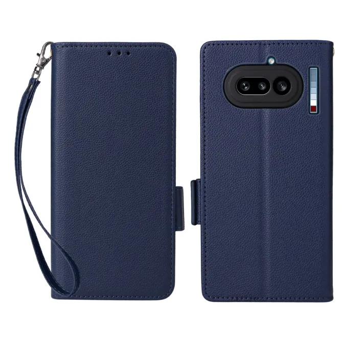 Housse Nothing Phone (4a) Simili Cuir Litchi avec Dragonne