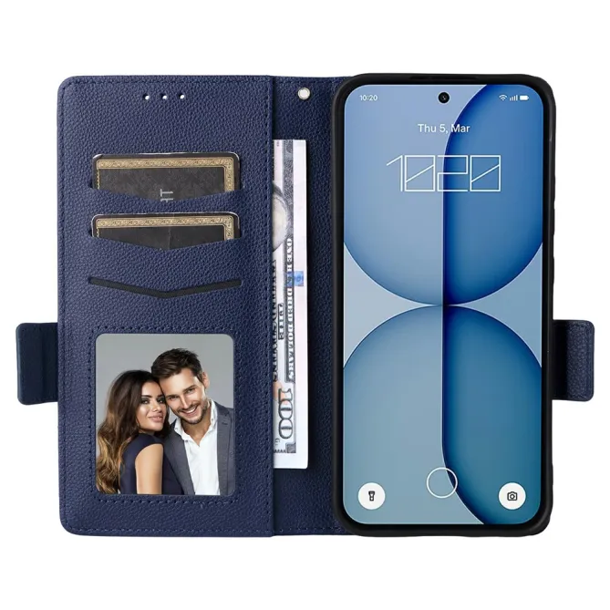 Housse Nothing Phone (4a) Simili Cuir Litchi avec Dragonne