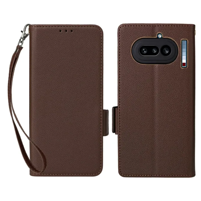 Housse Nothing Phone (4a) Simili Cuir Litchi avec Dragonne