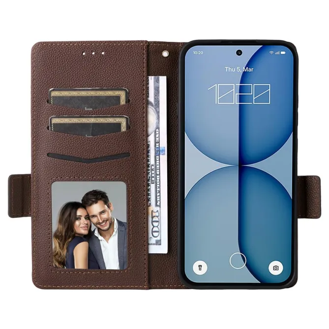 Housse Nothing Phone (4a) Simili Cuir Litchi avec Dragonne