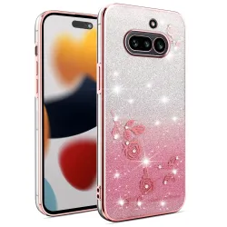 Coque Nothing Phone (4a) Fleurs Pailletée Dégradé