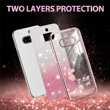 Coque Nothing Phone (4a) Fleurs Pailletée Dégradé
