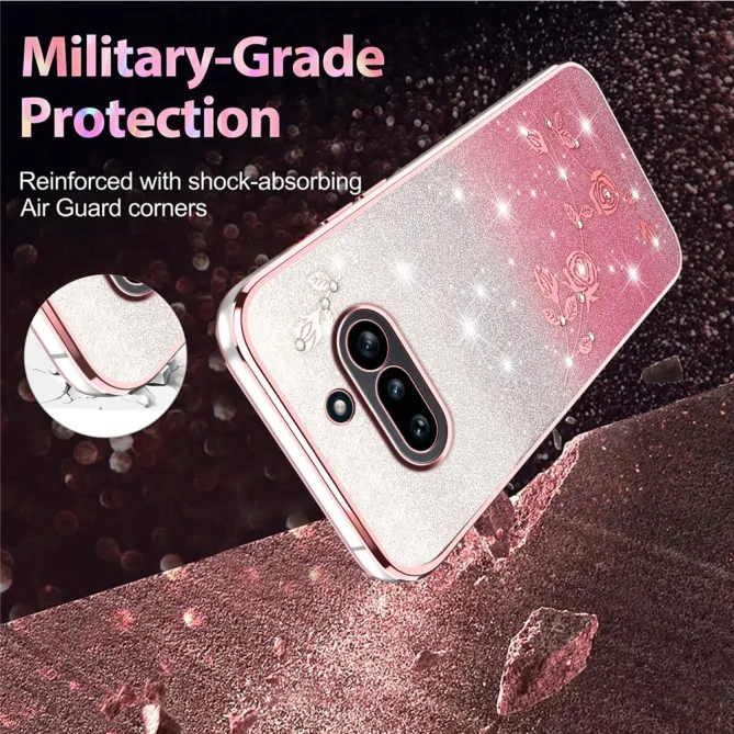 Coque Nothing Phone (4a) Fleurs Pailletée Dégradé