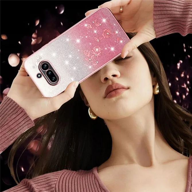 Coque Nothing Phone (4a) Fleurs Pailletée Dégradé