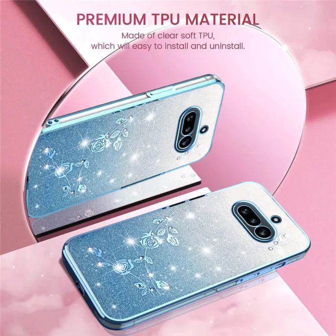 Coque Nothing Phone (4a) Fleurs Pailletée Dégradé