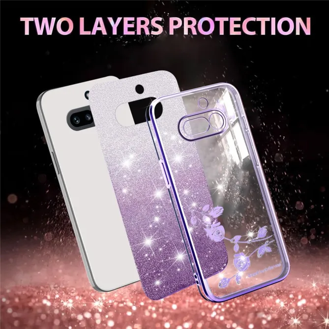 Coque Nothing Phone (4a) Fleurs Pailletée Dégradé