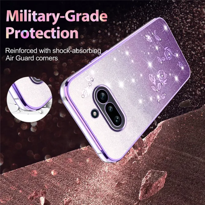 Coque Nothing Phone (4a) Fleurs Pailletée Dégradé