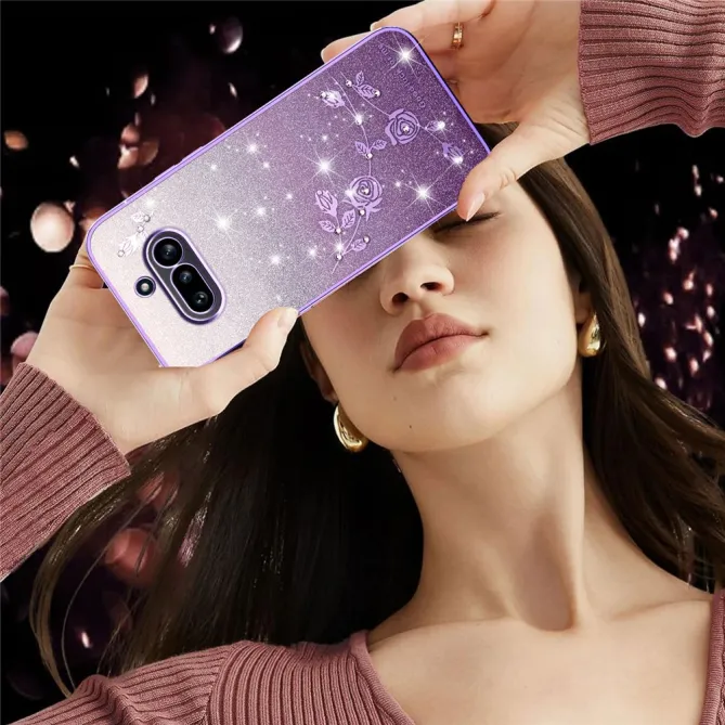 Coque Nothing Phone (4a) Fleurs Pailletée Dégradé