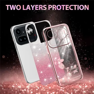 Coque Nothing Phone (4a) Pro Fleurs Pailletée Dégradé