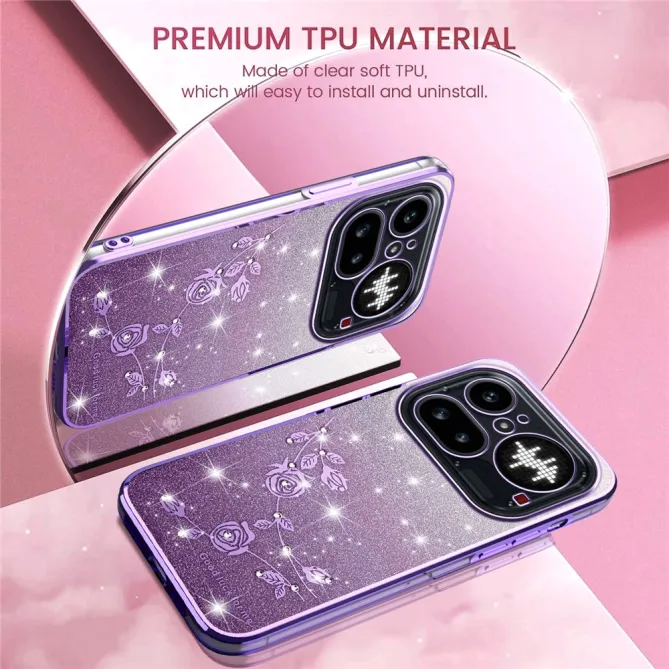 Coque Nothing Phone (4a) Pro Fleurs Pailletée Dégradé