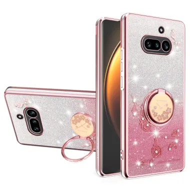Coque Nothing Phone (4a) Fleurs Pailletée Support Rotatif