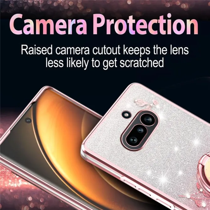 Coque Nothing Phone (4a) Fleurs Pailletée Support Rotatif