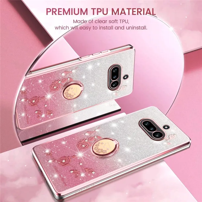 Coque Nothing Phone (4a) Fleurs Pailletée Support Rotatif