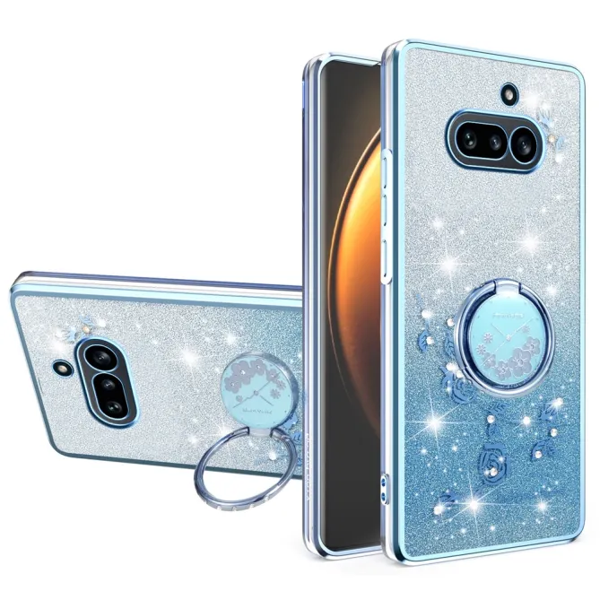 Coque Nothing Phone (4a) Fleurs Pailletée Support Rotatif