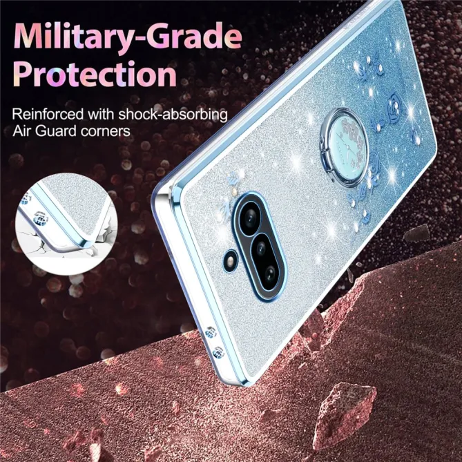 Coque Nothing Phone (4a) Fleurs Pailletée Support Rotatif