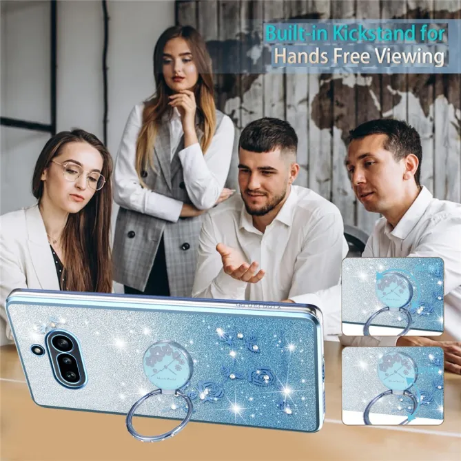 Coque Nothing Phone (4a) Fleurs Pailletée Support Rotatif