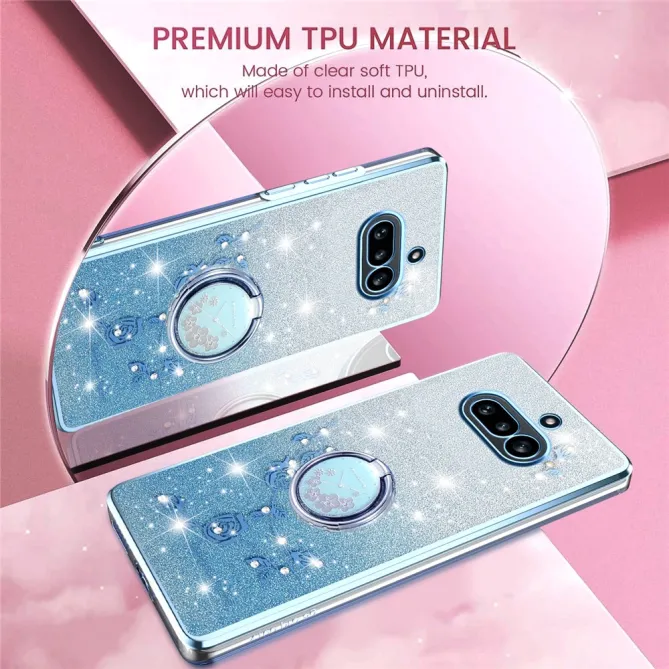 Coque Nothing Phone (4a) Fleurs Pailletée Support Rotatif