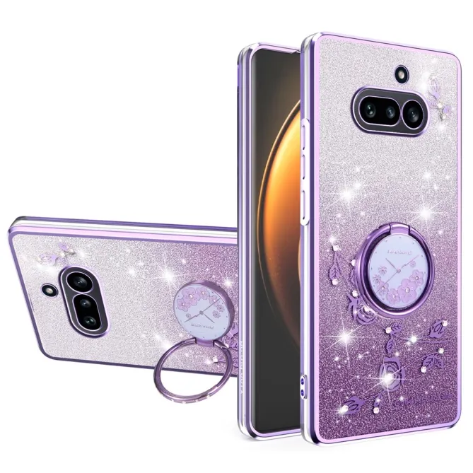 Coque Nothing Phone (4a) Fleurs Pailletée Support Rotatif