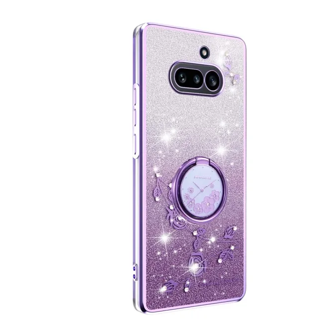 Coque Nothing Phone (4a) Fleurs Pailletée Support Rotatif
