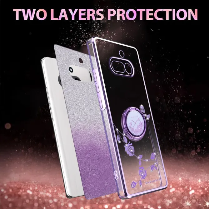 Coque Nothing Phone (4a) Fleurs Pailletée Support Rotatif