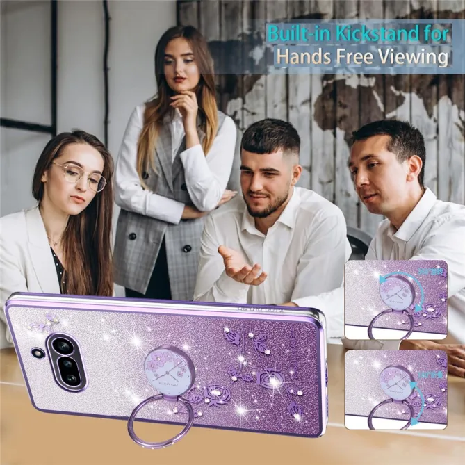 Coque Nothing Phone (4a) Fleurs Pailletée Support Rotatif