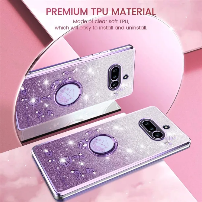 Coque Nothing Phone (4a) Fleurs Pailletée Support Rotatif