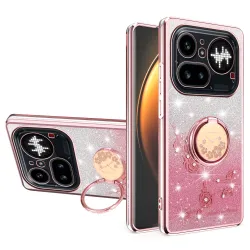 Coque Nothing Phone (4a) Pro Fleurs Pailletée Support Rotatif