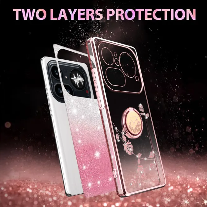 Coque Nothing Phone (4a) Pro Fleurs Pailletée Support Rotatif