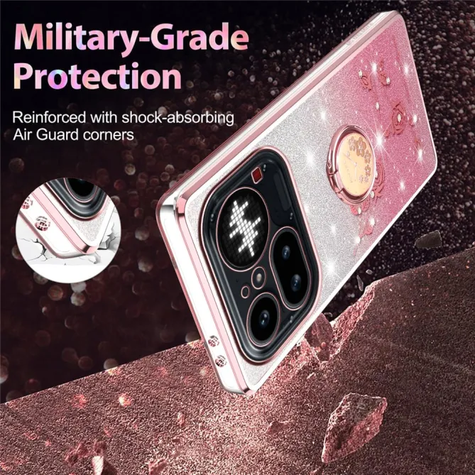 Coque Nothing Phone (4a) Pro Fleurs Pailletée Support Rotatif