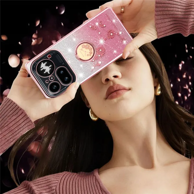 Coque Nothing Phone (4a) Pro Fleurs Pailletée Support Rotatif